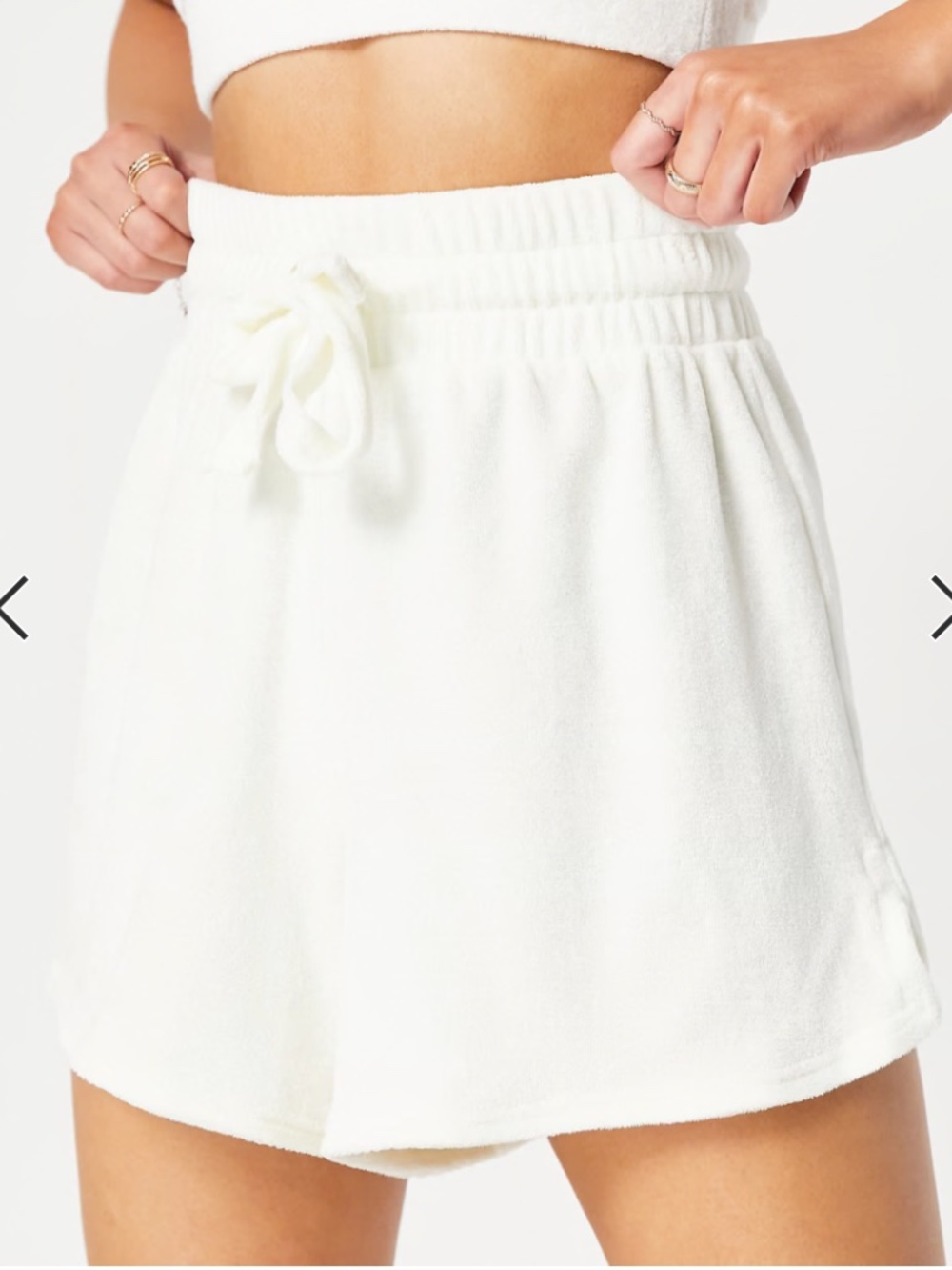 Cream Drawstring Lounge Shorts | Terry Cloth Shorts